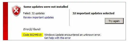 WSUS Clients failing to download updates 80244019