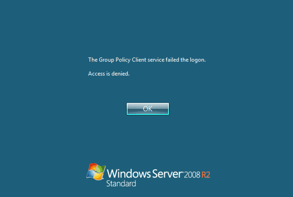 The Group Policy Client service failed the Logon - Access is denied