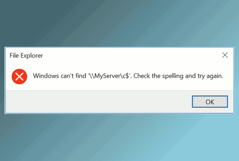Windows can't find \\Server\Share. Check the spelling and try again