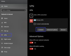 VPN connections hang in Connecting