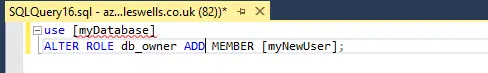 Azure SQL give a user db_owner