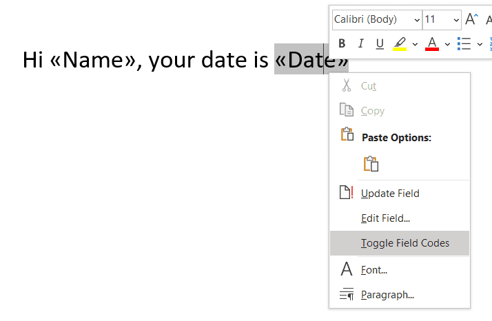 email merge from word