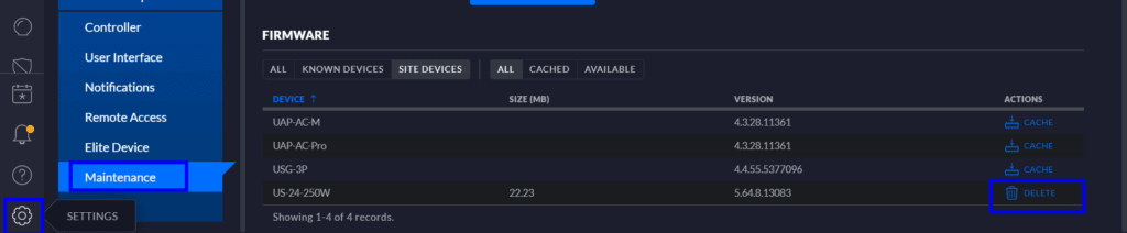 Unifi Cache Firmware