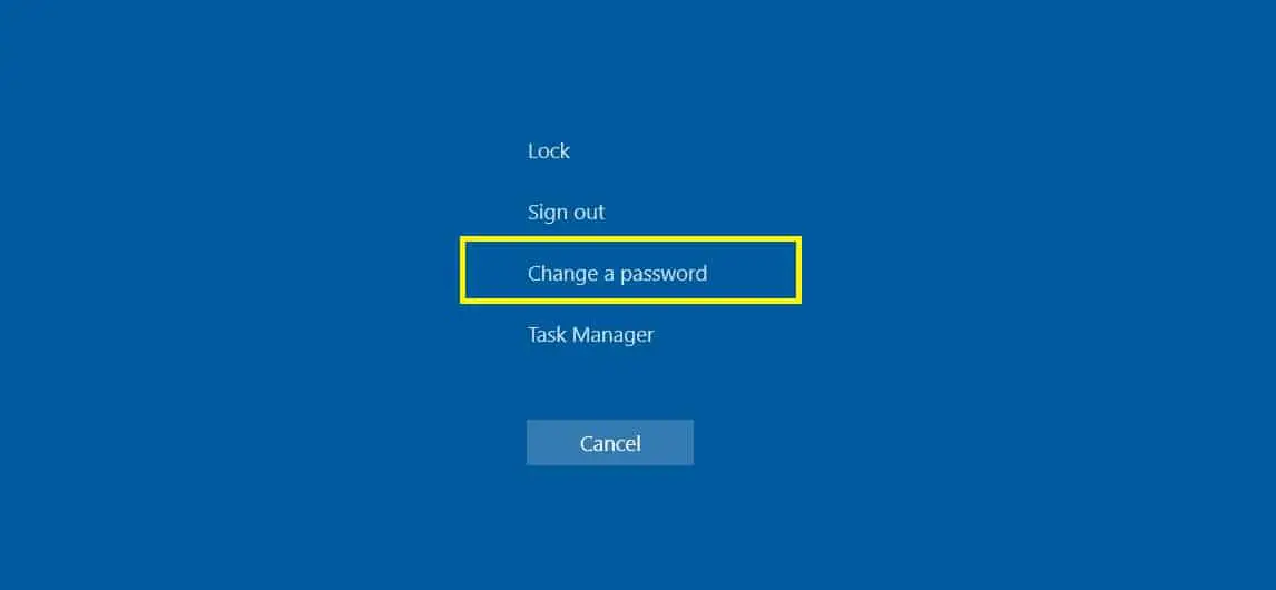 Change your password when in an RDP session